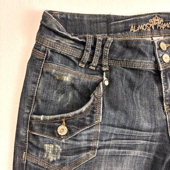 Almost Famous Lowrise Super Whisker Faded Denim Straight Leg Western Jean (15) - Picture 4 of 15